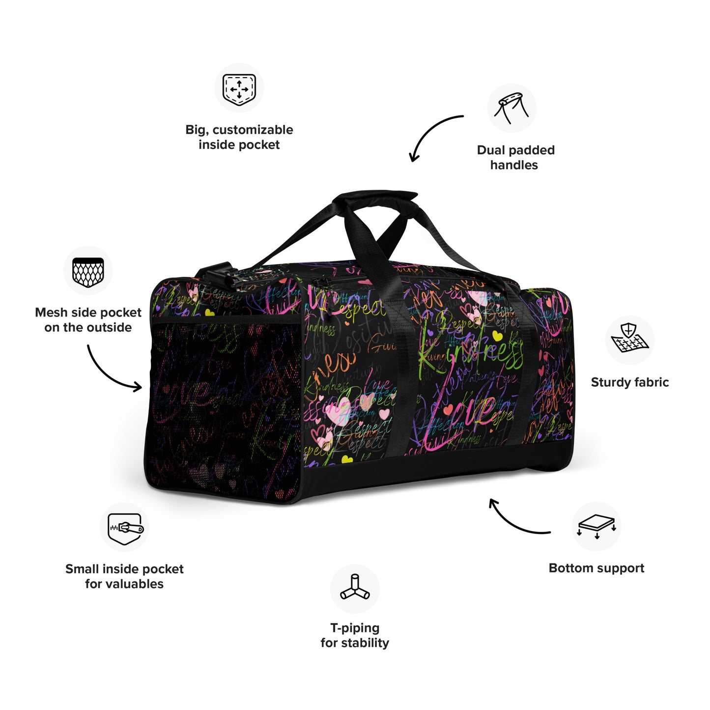 Positive words Duffle bag ( black )