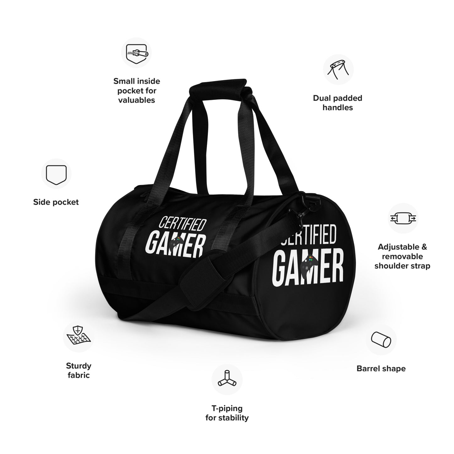 Certified gamer gym bag