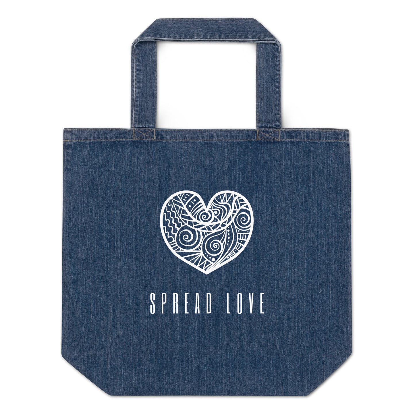 100% Organic Cotton Spread Love Eco Denim Tote Bag