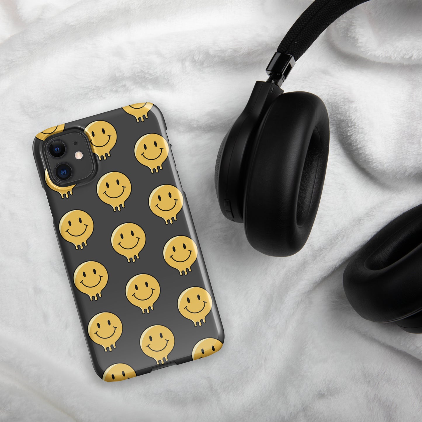 Charcoal Grey Smiley Face Snap case for iPhone®