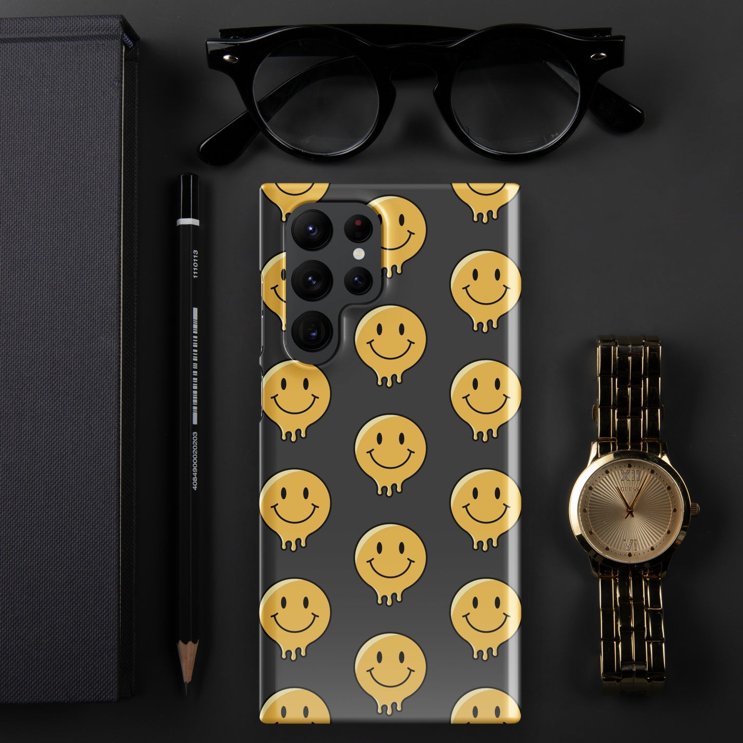 Charcoal Grey Smiley Face Snap case for Samsung®