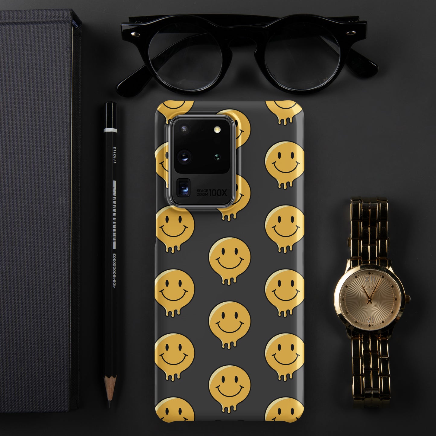 Charcoal Grey Smiley Face Snap case for Samsung®