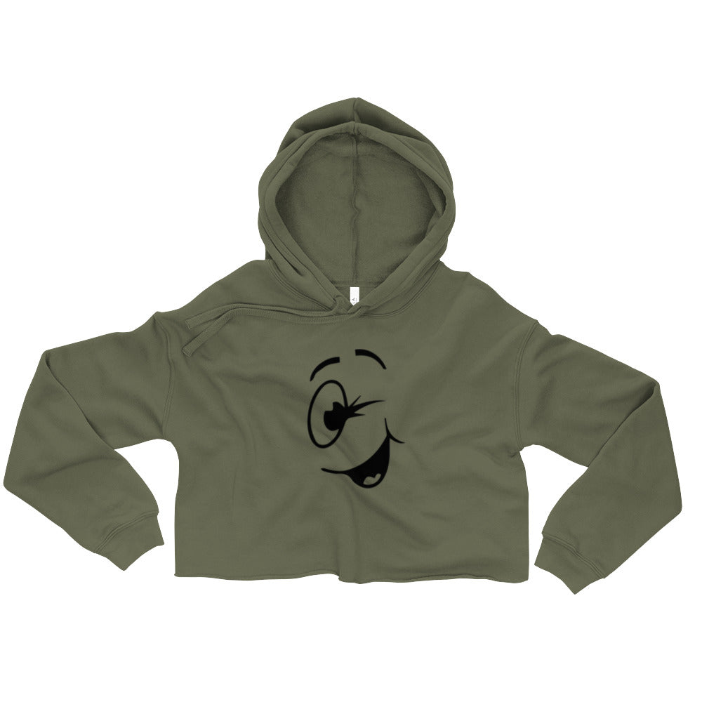 Winking Smiley Crop Hoodie