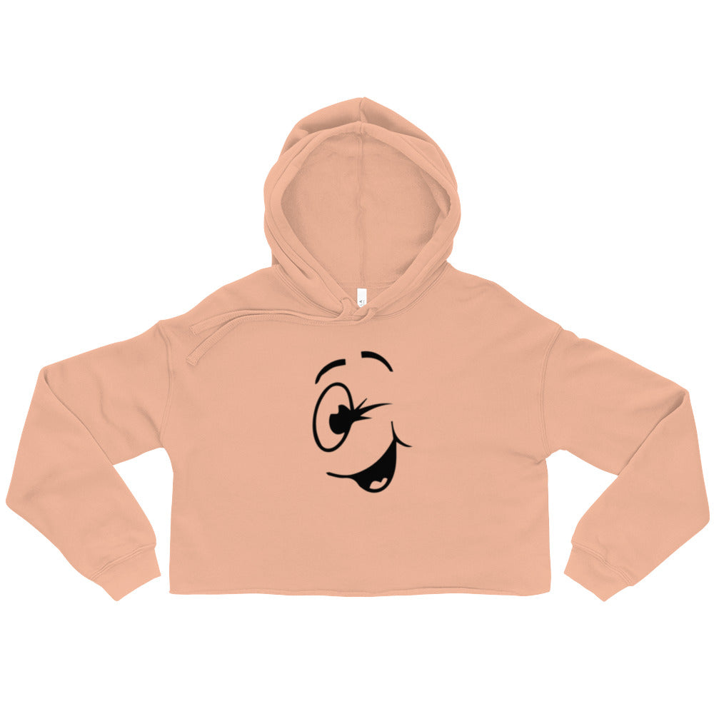 Winking Smiley Crop Hoodie