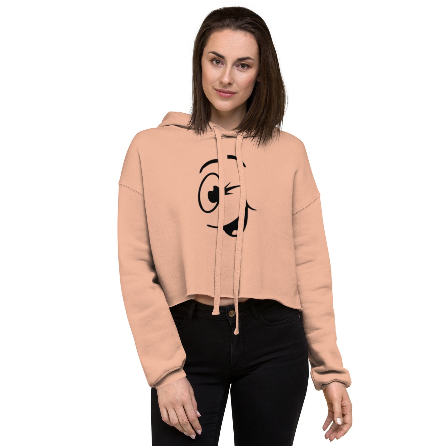 Winking Smiley Crop Hoodie