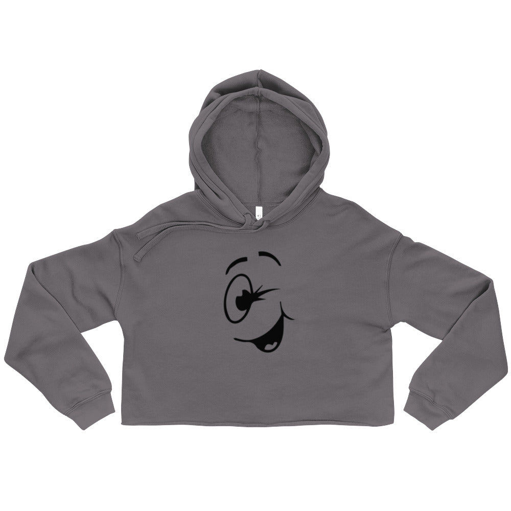 Winking Smiley Crop Hoodie