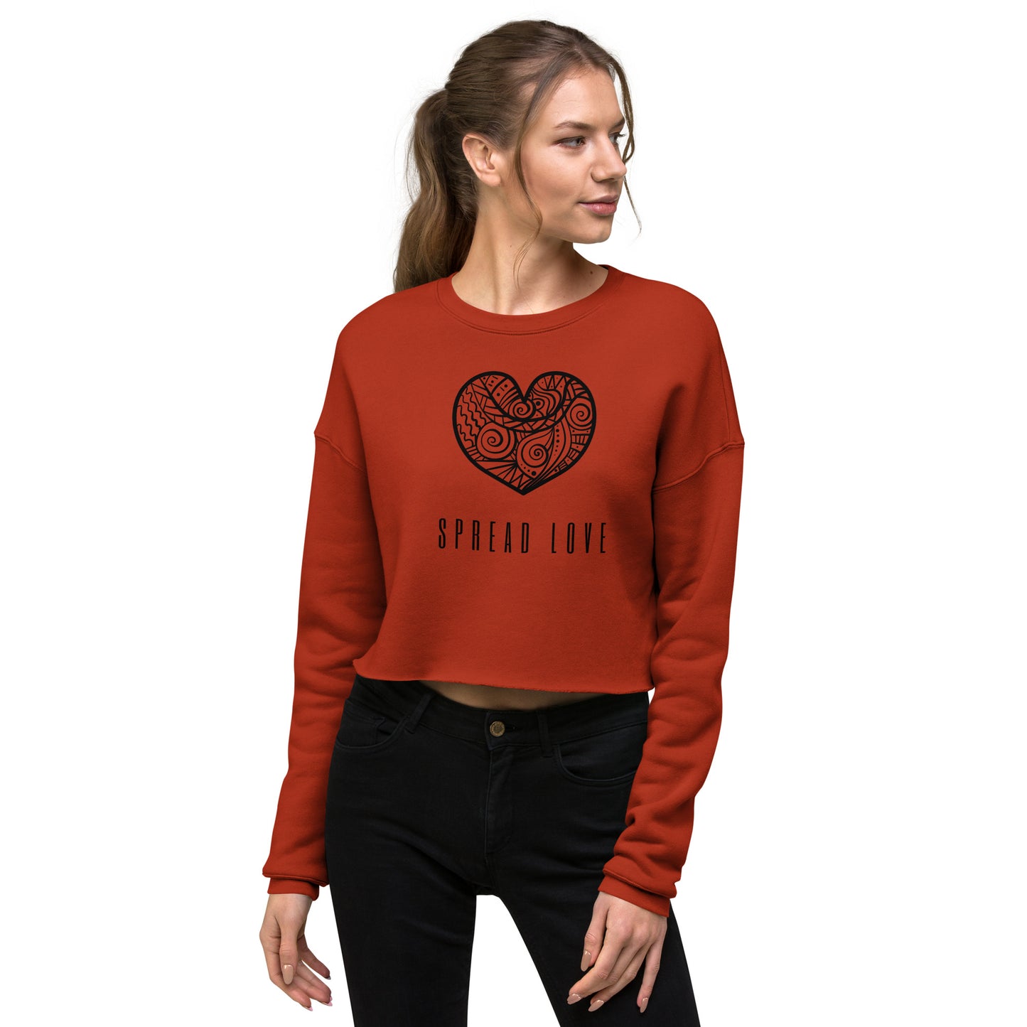 Spread Love Crop Sweatshirt (black font)