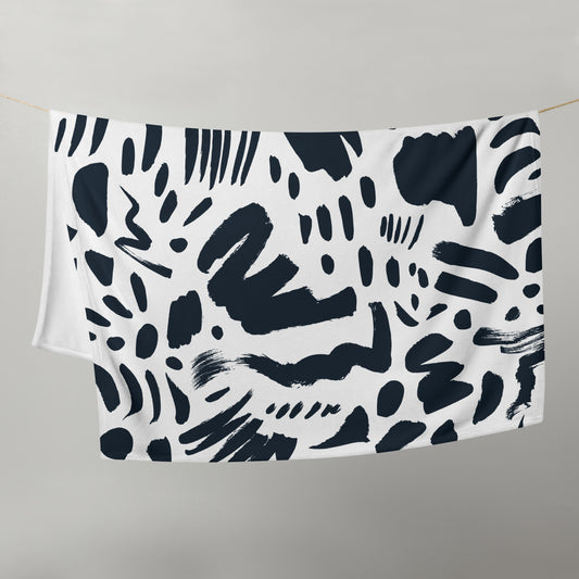 Black and White, Abstract Print, Throw Blanket