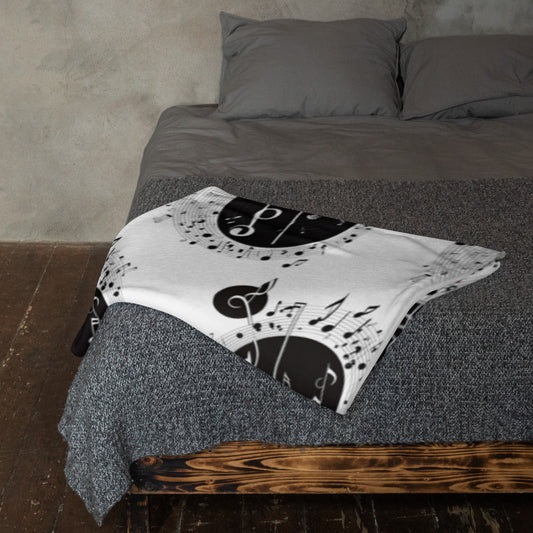 Black and white Music Notes, Throw Blanket